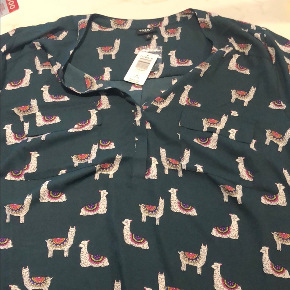 Torrid Harper Green Llama Shirt